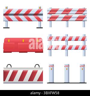 Closed Roadblocks striped, red obstacles wrong Vol 01 Stock Vector