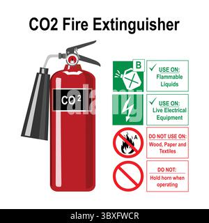 CO2 Fire Extinguisher Illustration Drawing Vector Based Stock Vector