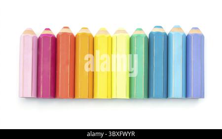 Colorful eraser in shaped pencil on white background Stock Photo
