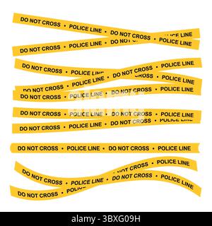 Crime scene yellow tape police line does not cross tape Stock Vector
