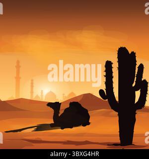Desert Landscapes Vector Illustration Design Stock Vector