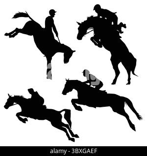 Equestrian Player Silhouette Black Shape Vol 3 Stock Vector
