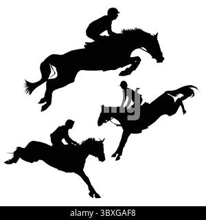 Equestrian Player Silhouette Black Shape Vol 5 Stock Vector
