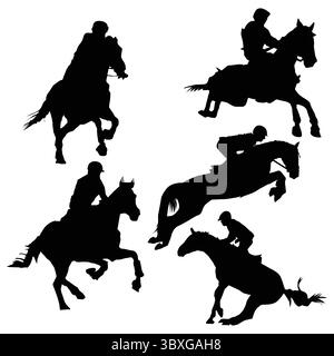 Equestrian Player Silhouette Black Shape Vol 2 Stock Vector