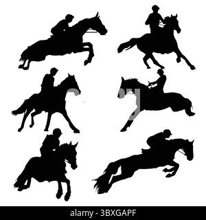 Equestrian Player Silhouette Black Shape Vol 1 Stock Vector