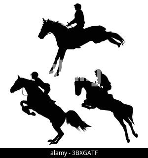 Equestrian Player Silhouette Black Shape Vol 4 Stock Vector