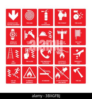 Fire equipment signs Illustration vector-based drawing Stock Vector