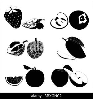 fruits silhouette Shape Drawing Vol 01 Stock Vector