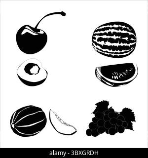fruits silhouette Shape Drawing Vol 04 Stock Vector