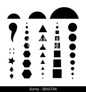 Geometric Shapes Symbols, Protractor black silhouette drawing shape illustration Stock Vector