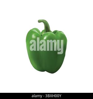 green bell pepper illustration on white background Vol 01 Stock Vector
