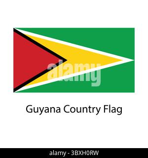 Guyana Country Flag hand drawing illustration vector-based drawing Stock Vector