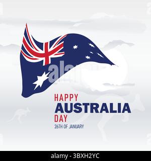 Happy Australia day twenty six January Australia National Day Illustration vector-based drawing Vol 01 Stock Vector