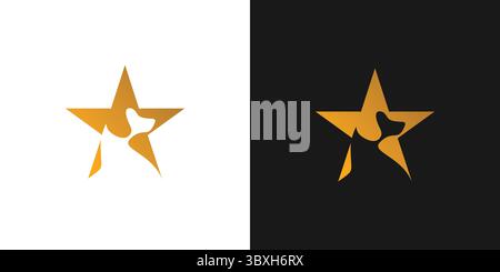 Modern and luxurious dog star logo design Stock Vector