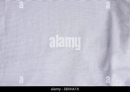White and blue striped fabric texture with copy space Stock Photo