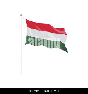 Hungary country Wavy flag hand drawing illustration Vol 01 Stock Vector