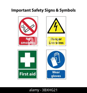 Important Safety Signs & Symbols Illustration Stock Vector