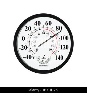 Indoor Outdoor Thermometer Wall Large Numbers Thermometer Illustration Hand Drawing on white background Stock Vector