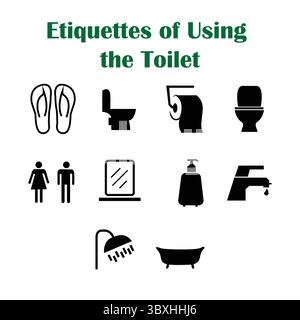 International Bathroom Toilet Etiquette Ethics Sign and symbol Illustration Vol 04 Stock Vector