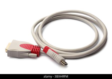HDMI Male to DVI-D Male Cable on white background Stock Photo