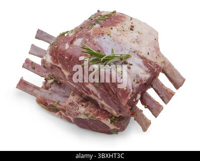 Two marinated rack of lamb in olive oil, black pepper, coriander seeds Stock Photo