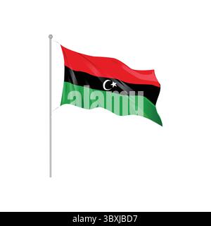 Libya Country Wavy Flag hand drawing illustration Vol 01 Stock Vector