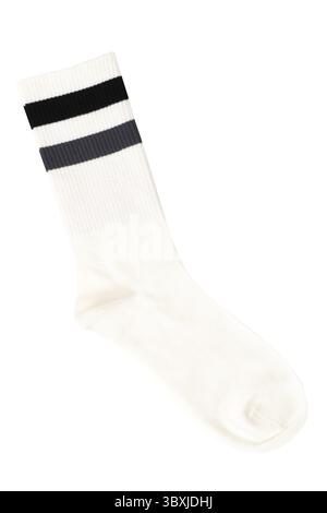 White sock with black and gray stripes on isolated background Stock Photo