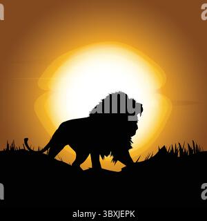 Lion Silhouette Wallpaper Illustration vector based Stock Vector
