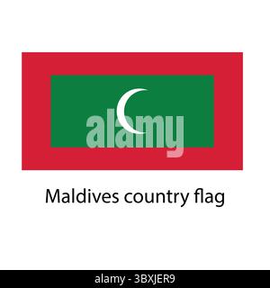 Maldives country flag hand drawing illustration vector-based drawing Stock Vector