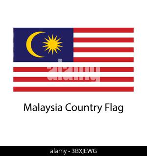 Malaysia Country Flag hand drawing illustration vector-based drawing Stock Vector