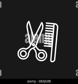 Barbershop and Hair Salon Icon with Scissors and Comb for a Haircut and Hairstyling Stock Vector