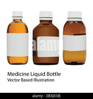 Medicine Liquid Bottle Vector Based Illustration Vol 01 Stock Vector