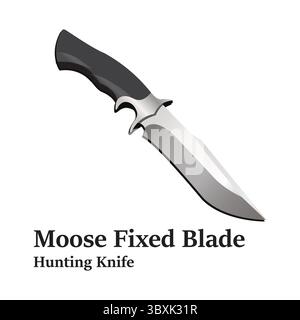 Moose Fixed Blade Hunting Knife illustration vector-based drawing Stock Vector