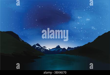 Mountain landscape illustration on white background Stock Vector