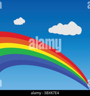 Nature Park scene background with rainbow in the sky Stock Vector