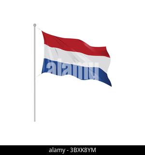 Netherlands Country Wavy Flag hand drawing illustration Vol 01 Stock Vector