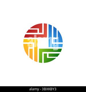 circle abstract elements logo, abstract geometric technology modern business symbol icon vector design Stock Vector