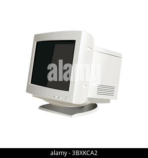 Old Digital Monitor Illustration vector base drawing Vol 01 Stock Vector