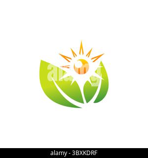 plant,nature,people,wellness,logo,health,sun,botany, leaf ecology sunlight symbol icon vector design Stock Vector