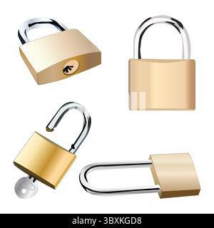 Padlock with Key vector illustration Vol 02 Stock Vector