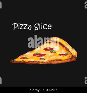 Pizza slice design illustration on white background Stock Vector