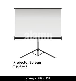 Projector Screen Tripod 8x8 ft vector-based illustration Stock Vector