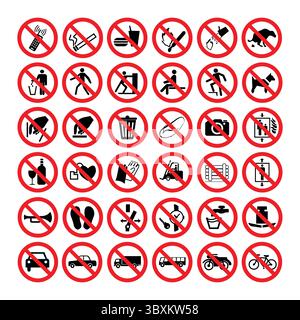 Prohibitory signs Illustration vector-based drawing Stock Vector