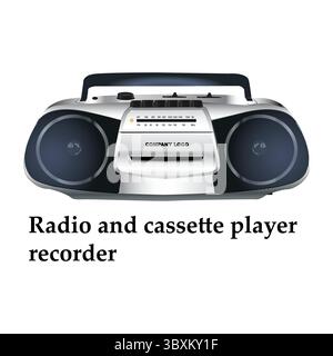Radio and cassette player recorder illustration vector-based drawing Vol 02 Stock Vector