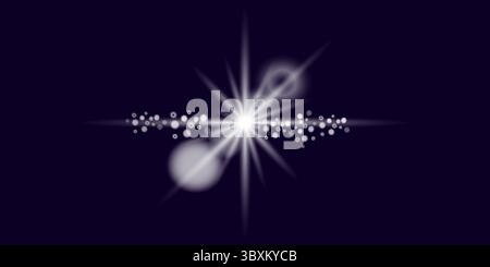 Glowing star with twinkling and glare Stock Vector