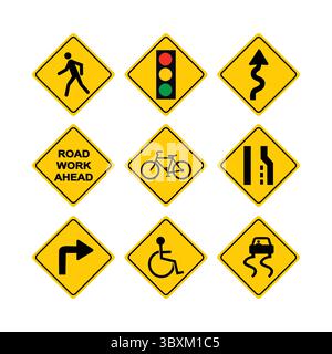 Road Signs Illustration vector-based drawing Stock Vector