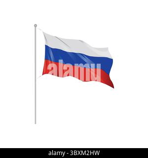 Russia Country Wavy Flag hand drawing illustration Vol 01 Stock Vector