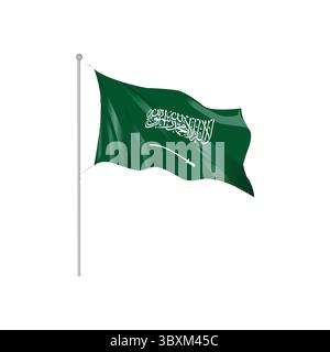 Saudia Arabia Wavy flag, Saudia Arabia map Illustration Vol 01 Stock Vector