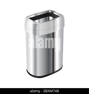 Semi Round Open Top Trash Can Illustration white background Stock Vector