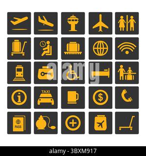 Set of Airport Signs Icon vector download Stock Vector